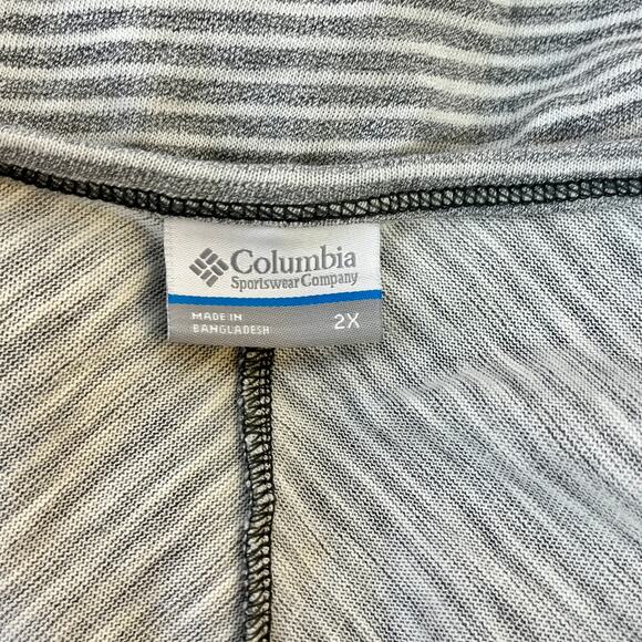Columbia Easygoing LS Stripe Tee Gray Women's Plus 2X Cotton Blend Relaxed New - Picture 3 of 6